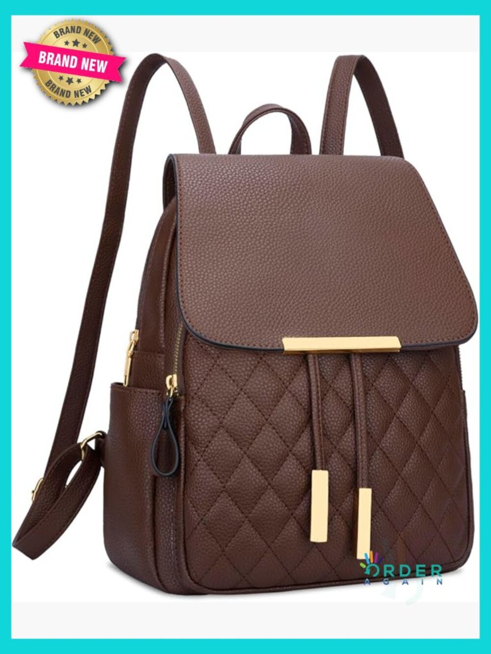Quilted Leather Backpack Purse for Women Ladies Travel Daypack Shoulder Bag